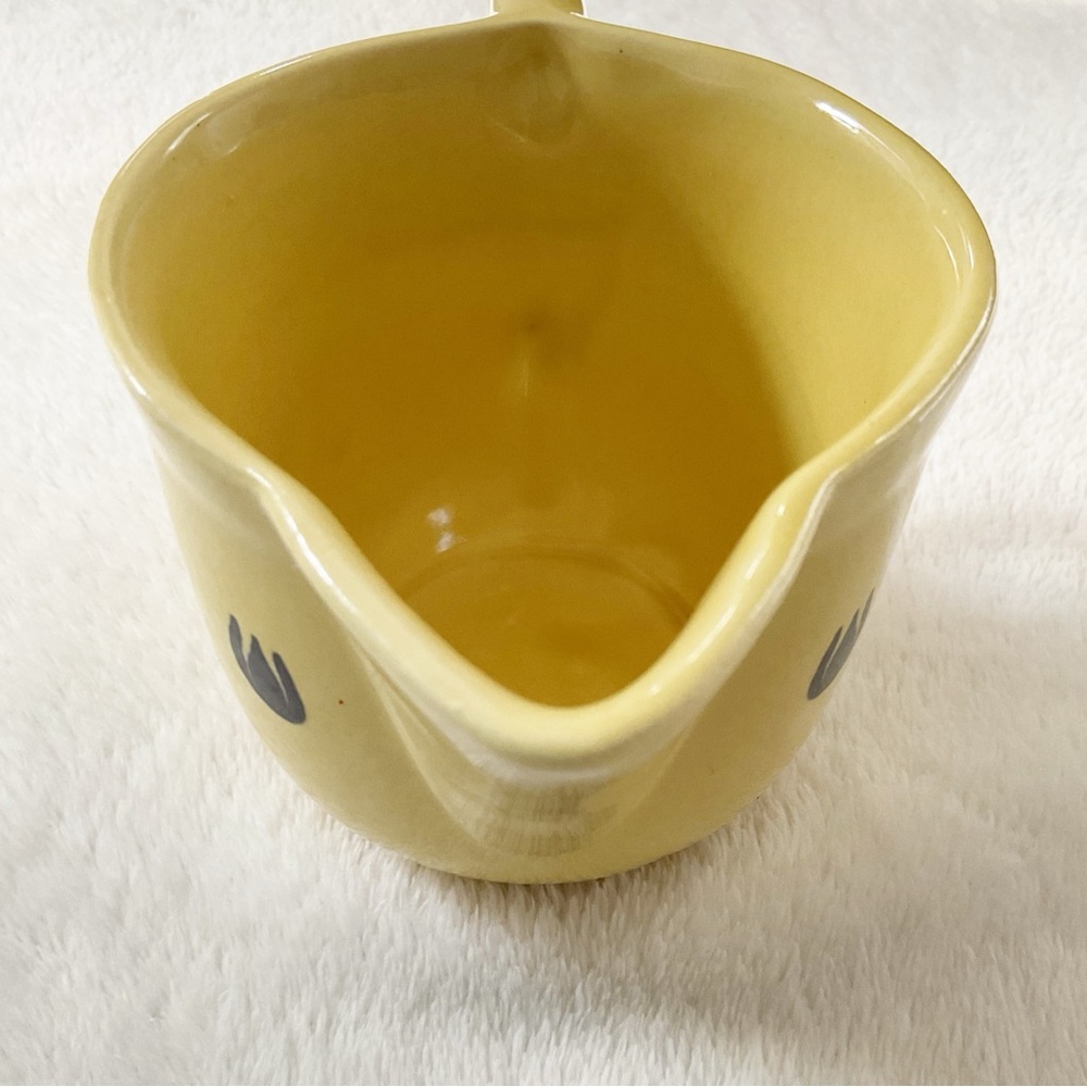 Vintage Cronin Pottery Yellow Tulip Creamer Blue Dutch Floral MCM USA - Picture 7 of 16